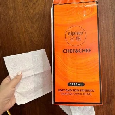 Bịch Giấy Rút Treo Tường Cam Sipiao Chef&Chef - Tặng Kèm Móc Dán Treo SP-1280 (Thùng 4 Bịch)