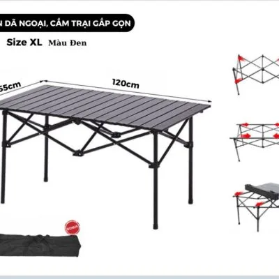 Bàn nhôm cắm trại xếp gọn size XL (120*55*50cm)